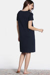 Zivame Farm Lore Knit Cotton Knee Length Nightdress - Navy Peony — thumbnail 4
